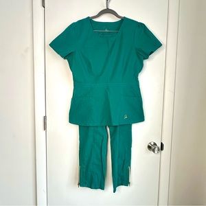 Jaanuu Teal Scrub Top and Pants Set